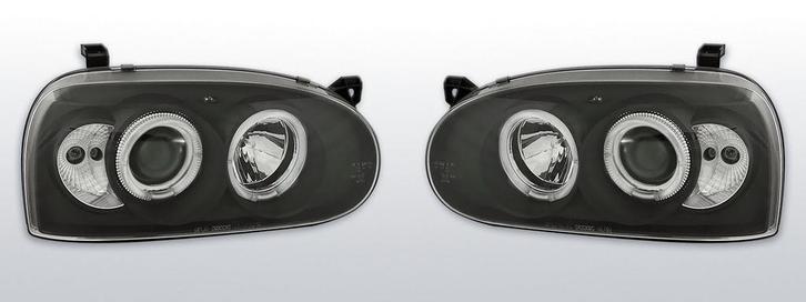 Koplampen Volkswagen Golf 3 92-97  Halo Rims zwart, Auto-onderdelen, Verlichting, Nieuw, Volkswagen, Verzenden