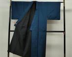 Kimono  Herenkimono Tsumugi, Effen kleur, Diep indigo,