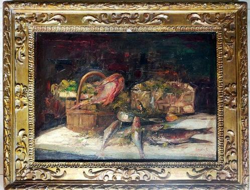 Scuola napoletana (XX) - Natura morta di pesci, Antiek en Kunst, Kunst | Schilderijen | Klassiek