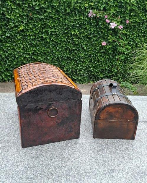 Opbergkoffer (2) - Bamboe, Hout, Riet - Kist - koffer., Antiek en Kunst, Curiosa en Brocante