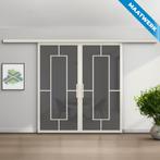 Dubbele stalen Schuifdeuren met koofsysteem Wit 5 Vlaks Maat