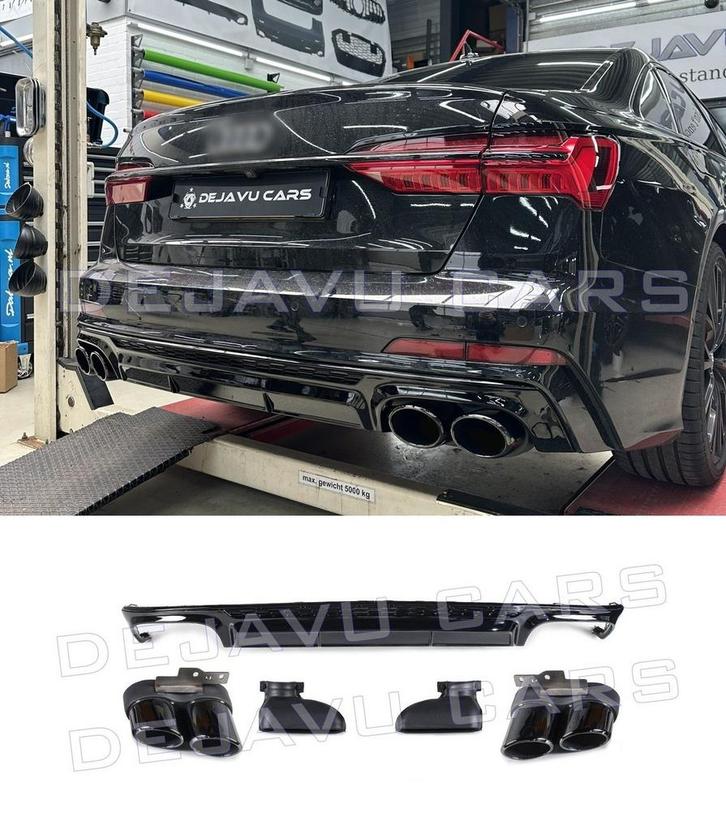 S6 Look Diffuser + Uitlaat tips voor Audi A6 C8 S line, Auto diversen, Tuning en Styling, Ophalen of Verzenden