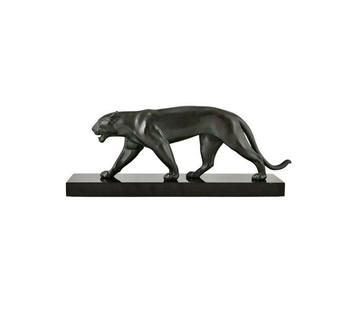 Max le Verrier - sculptuur, Art Deco panter OUGANDA L. 38 cm