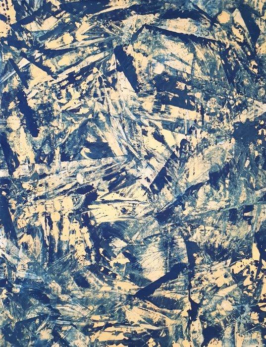Jürgen Angeler - Blue Golden Cubism - XXL, Antiek en Kunst, Kunst | Schilderijen | Modern