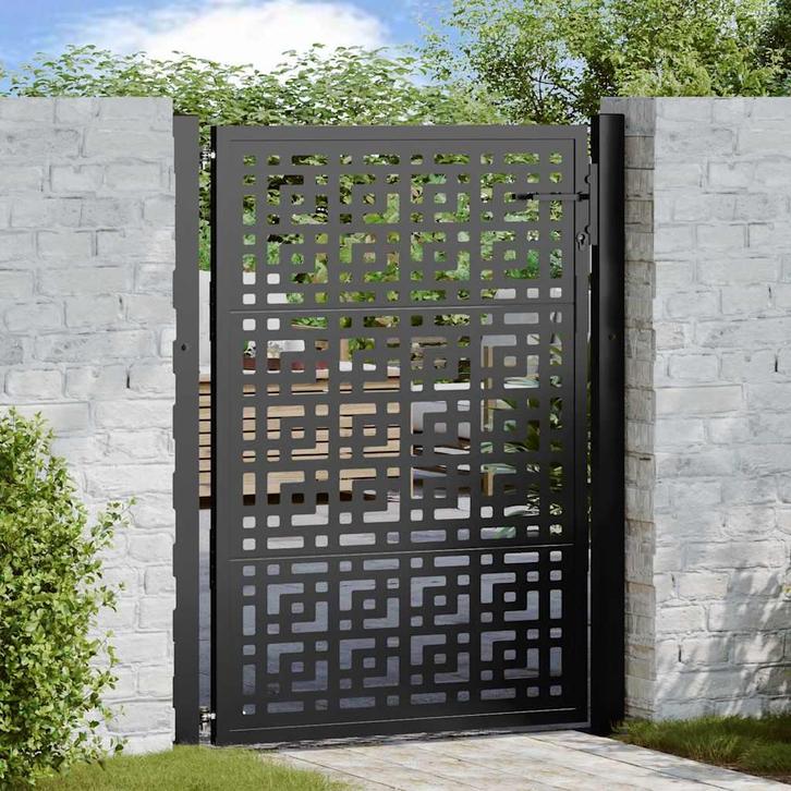 vidaXL Poort met kruisontwerp 100x125 cm staal zwart, Jardin & Terrasse, Portes de jardin, Envoi