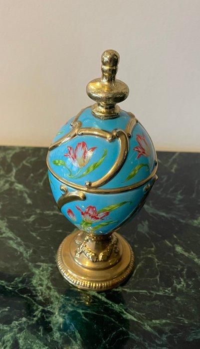 House of Fabergé vergulde fijn porselein Musical Egg Tulip, Antiquités & Art, Curiosités & Brocante