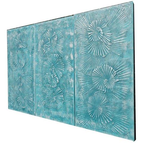 Ksavera - Acqua Abstract painting A1210 - textured triptych, Antiek en Kunst, Kunst | Designobjecten