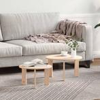 vidaXL Salontafel 2 pcs Naturel 47.5 x 47.5 x 27 cm Massief, Huis en Inrichting, Tafels | Salontafels, Verzenden, Nieuw