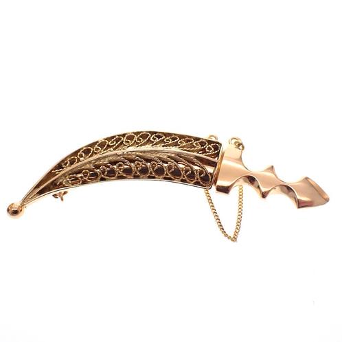 Gouden broche van Arabische dolk (mes, dolk broche) (mes), Handtassen en Accessoires, Broches, Overige kleuren, Gebruikt, Goud
