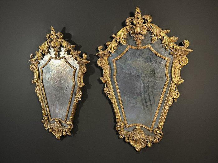Wandspiegel (2) - Verguld hout - Venetiaanse spiegels, Antiek en Kunst, Antiek | Meubels | Stoelen en Sofa's