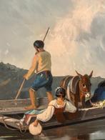 Cesare Uva (1824-1886) - Barca sul lago, Antiek en Kunst, Kunst | Schilderijen | Klassiek