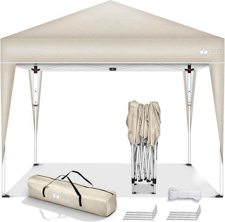 Partytent - Opvouwbaar - 3x3 m - Paviljoen - Easy up - Creme, Tuin en Terras, Partytenten, Nieuw, Verzenden