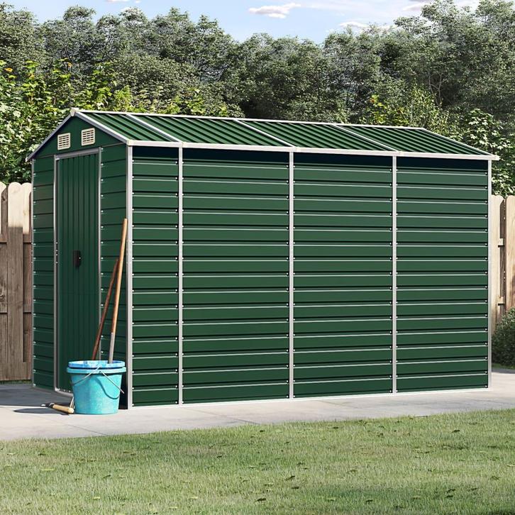 vidaXL Tuinhuis Groen 191x300x198 cm Gegalvaniseerd Staal, Tuin en Terras, Tuinhuizen, Nieuw, Verzenden