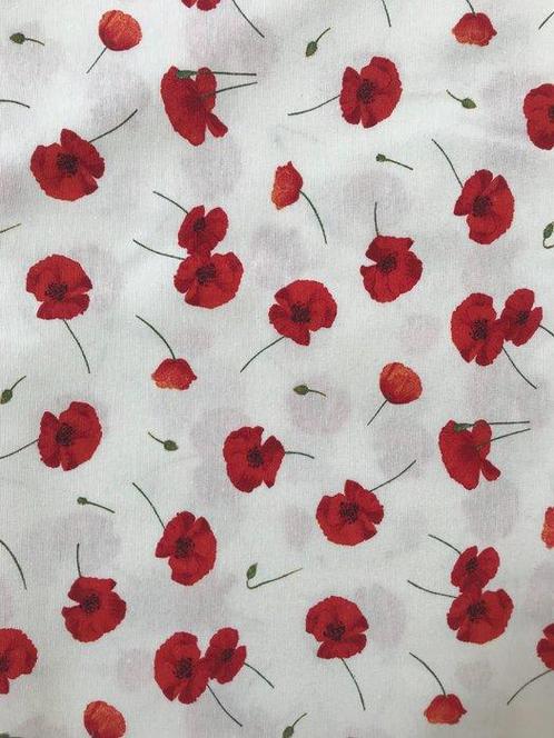 Tissu en coton élégant avec des pavots - Textile - 280 cm -, Antiek en Kunst, Antiek | Tapijten, Tafelkleden en Textiel