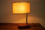 Lampe de table - abat-jour ovale - Bois, Textile, Laiton -