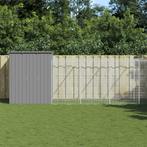 vidaXL Hondenhok met ren 165x863x181 cm staal lichtgrijs, Dieren en Toebehoren, Hondenhokken, Verzenden, Nieuw