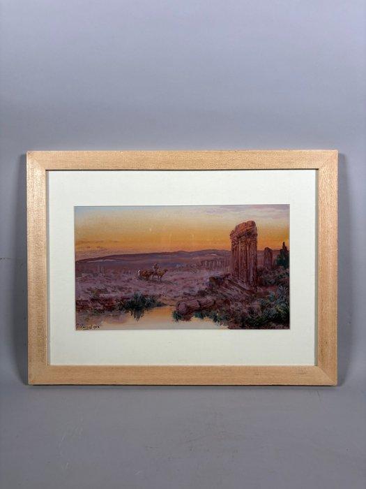 Paul B. Pascal (1832-1903) - Paysage Bédouin devant les, Antiquités & Art, Art | Peinture | Classique