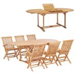 vidaXL 7-delige Tuinset 150-200x100x75 cm massief teakhout