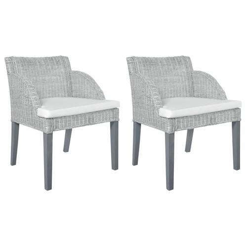 vidaXL Chaises à manger avec coussins lot de 2 gris, Maison & Meubles, Chaises, Neuf, Envoi