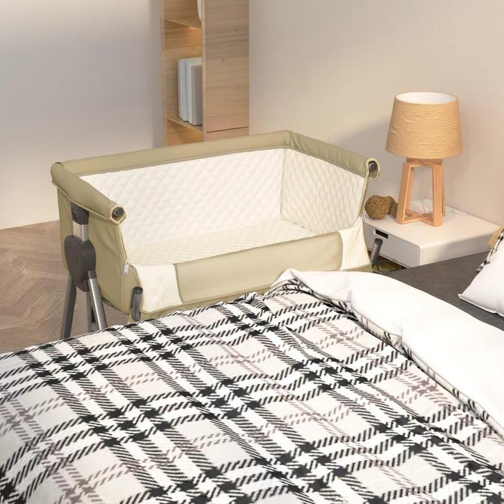 vidaXL Babybox met matras linnen taupe, Kinderen en Baby's, Kinderkamer | Bedden, Nieuw, Verzenden