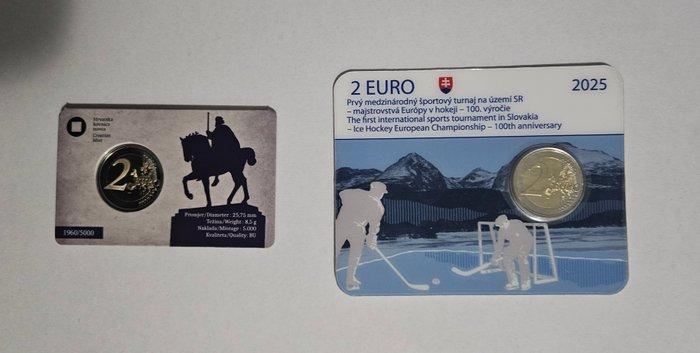 Kroatië, Slowakije. 2 Euro 2025 Ice Hockey Championship +, Postzegels en Munten, Munten | Europa | Euromunten