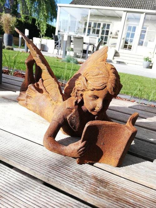 Beeldje - Engel met boek - IJzer, Antiek en Kunst, Curiosa en Brocante