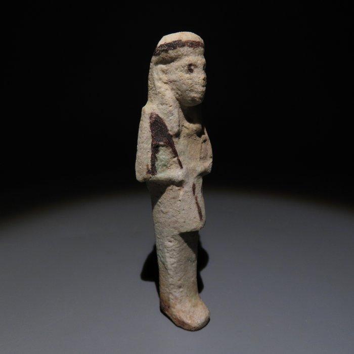 Oud-Egyptisch Faience Ushebti. Derde Middenperiode, 1070-650, Verzamelen, Mineralen en Fossielen