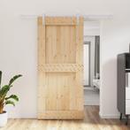 vidaXL Schuifdeur met beslag 95x210 cm massief grenenhout, Doe-het-zelf en Bouw, Verzenden, Nieuw