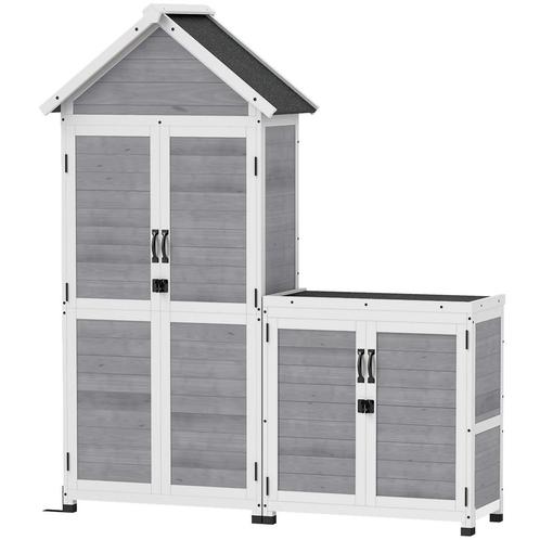 TRUUSK 2-in-1 Tuinkast van Hout - Gereedschapsschuur met Afs, Tuin en Terras, Bergingen en Tuinkasten, Verzenden