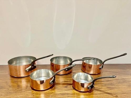 Kookpottenset (5) - Koper, Tin, Antiek en Kunst, Antiek | Keukengerei
