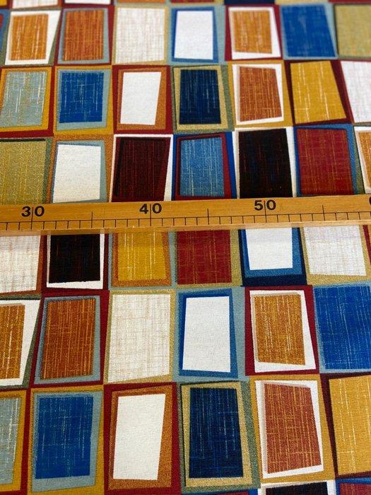 Exclusieve stof met geometrische ontwerpen in dubbele hoogte, Antiek en Kunst, Antiek | Tapijten, Tafelkleden en Textiel