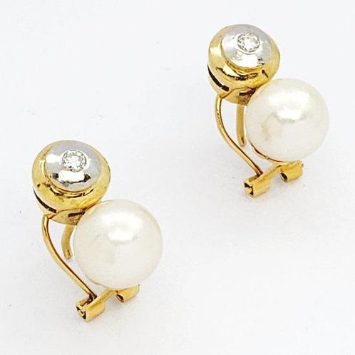 Boucles doreilles - 18 carats Or blanc, Or jaune -  0.18ct., Handtassen en Accessoires, Oorbellen