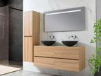 Badkamermeubel 130 cm - Licht hout decor + zwarte, Huis en Inrichting, Badkamer | Badkamermeubels, Ophalen, Nieuw