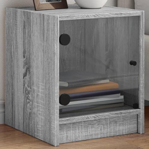 vidaXL Nachtkastje met glazen deur 35x37x42 cm grijs sonoma, Huis en Inrichting, Slaapkamer | Nachtkastjes, Nieuw, Verzenden