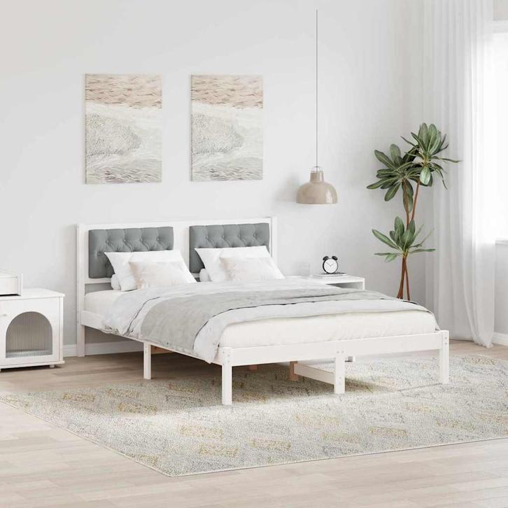 vidaXL Bedframe met hoofdeinde Lichtgrijs 150 x 200 cm Stof, Huis en Inrichting, Slaapkamer | Bedden, Nieuw, Verzenden