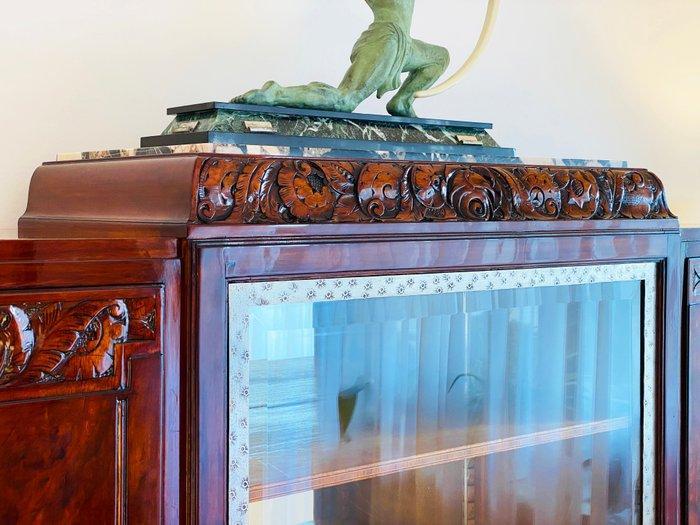 Art Nouveau - Vitrinekast - vurig walnoothout - Art Deco, Antiek en Kunst, Antiek | Meubels | Stoelen en Sofa's