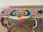 Bijzettafel - Hout - Witte fond plat console met, Antiek en Kunst, Curiosa en Brocante