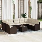 vidaXL 9-delige ligzetel set met kussens grijs poly riet, Verzenden, Nieuw