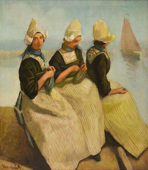 Kornel Hernadi- Herzel (1858-1910) - Drie dames in, Antiek en Kunst, Kunst | Schilderijen | Klassiek