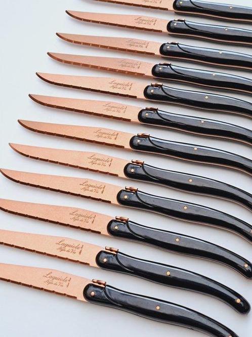 Laguiole - 12x Steak Knives - Copper Red - style de -, Antiquités & Art, Antiquités | Ustensiles de cuisine