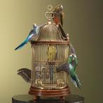Parkieten op Kooi Taxidermie Opgezette Dieren By Max, Ophalen of Verzenden, Nieuw, Vogel, Opgezet dier