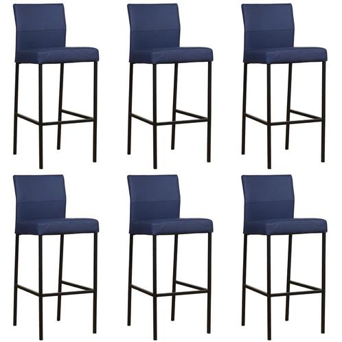 Set van 6 Leren barkrukken hoog - Echt leer, Modern,, Huis en Inrichting, Stoelen, Overige kleuren, Vijf, Zes of meer stoelen