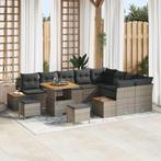 vidaXL Tuinbank Set met kussen met opslag 12 pcs Grijs Poly, Tuin en Terras, Tuinsets en Loungesets, Verzenden, Nieuw