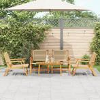 vidaXL 5-delige tuinset: beige acaciahouten stoelen & tafel, Tuin en Terras, Tuinstoelen, Verzenden, Nieuw