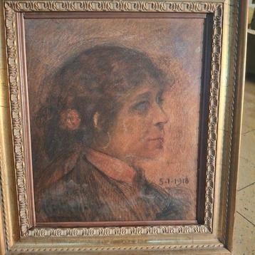 Angelo DallOca Bianca (1858-1942) - Ritratto Femminile