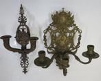 twee antieke wandkandelaren met leeuw, engelen en figuren -, Antiek en Kunst