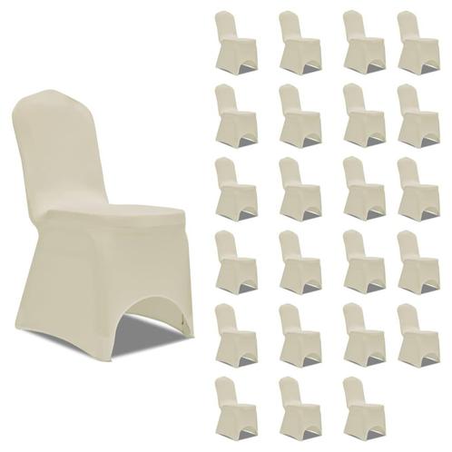 vidaXL Stoelhoezen stretch 24 st crème, Tuin en Terras, Tuinmeubel-accessoires, Nieuw, Verzenden