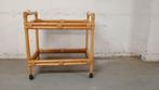 Serveerwagen - Bamboe, Rauchglas - Bambus Barwagen Vintage, Antiek en Kunst