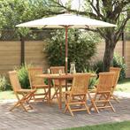 vidaXL Tuin Eettafel Set 7 pcs Bruin 160 x 80 x 75 cm, Tuin en Terras, Tuintafels, Verzenden, Nieuw
