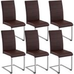 tectake Swingstoelen, kunstleer - bruin, Set van 6, Verzenden, Nieuw